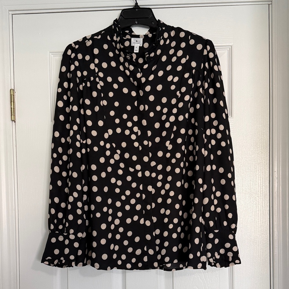 Polka Dot Women's Blouse  - Black and Off-White